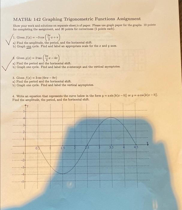 Solved MATH& 142 Graphing Trigonometric Functions Assignment | Chegg.com