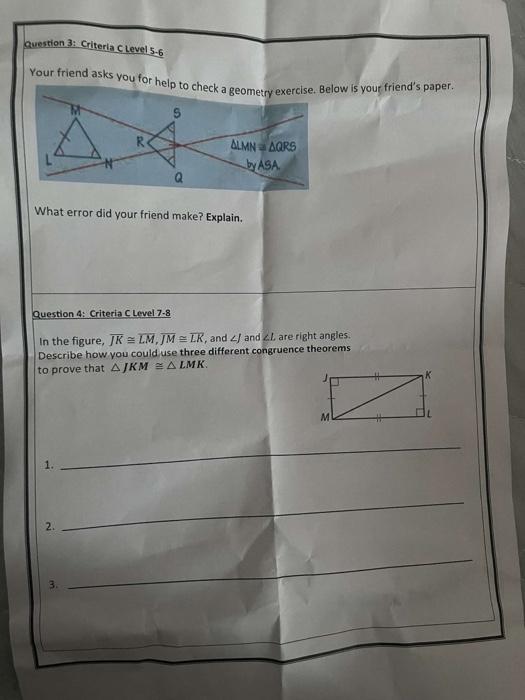 Solved Are the triangles shown below congruent? b. The base | Chegg.com