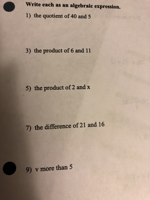 quotient of x and 3 increased by 5 in algebraic expression