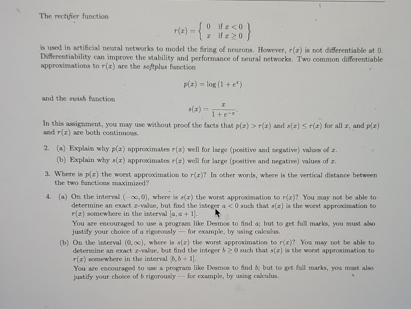 Solved The rectifier function r(x)={0x if x