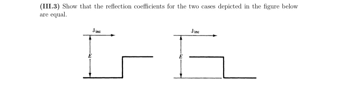 Solved (III.3) ﻿Show that the reflection coefficients for | Chegg.com