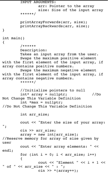 Solved the maximum value in the array to the max pointer | Chegg.com