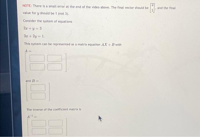 Solved NOTE: There is a small error at the end of the video | Chegg.com