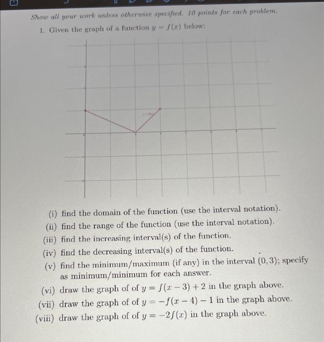Solved Show all your work unless otherwise specified. 10 | Chegg.com