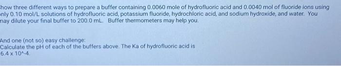 Solved how three different ways to prepare a buffer | Chegg.com