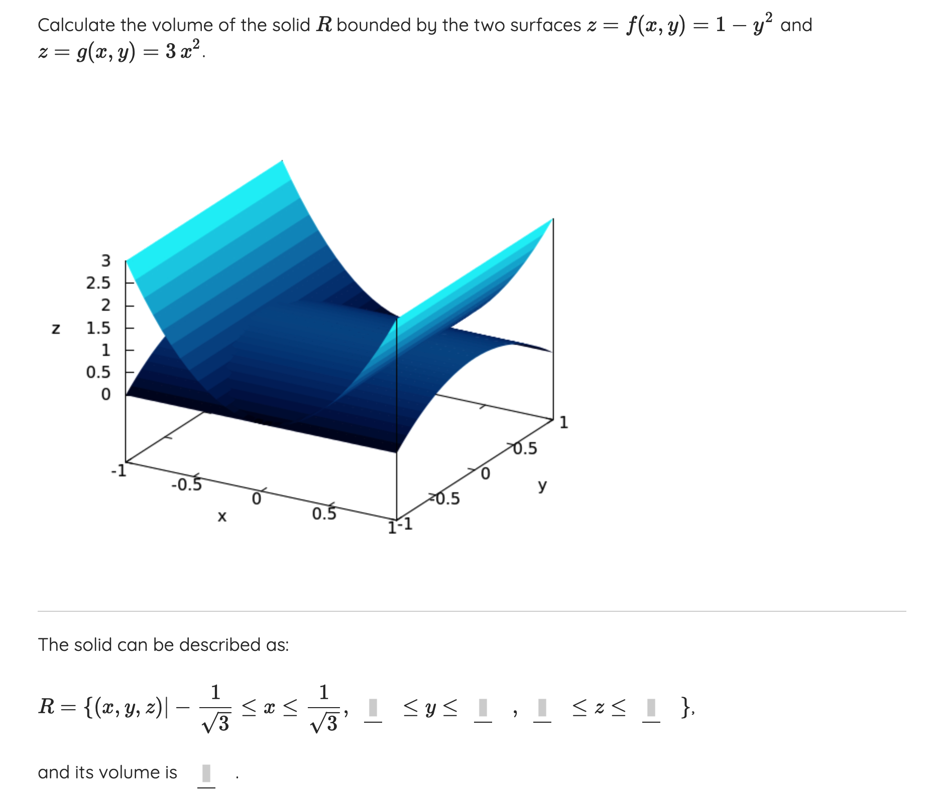 Volume R Liquid Equation Calculate the volume of the solid R bounded by the | Chegg.com