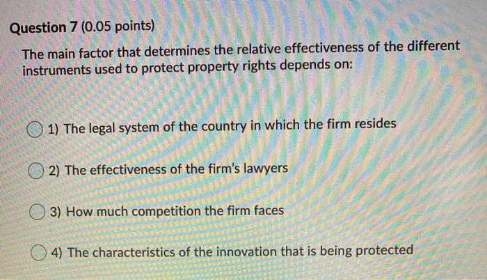Solved Question 7 (0.05 points) The main factor that | Chegg.com