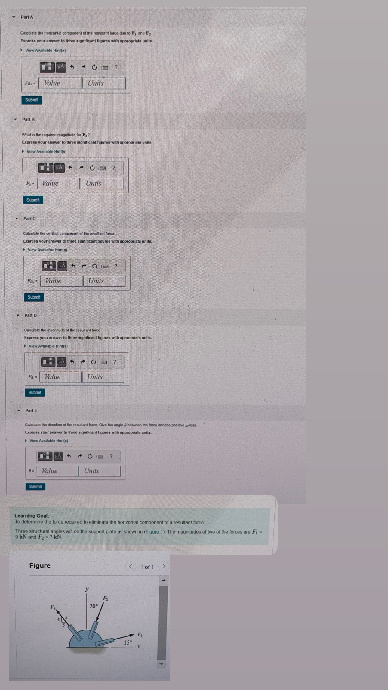 Solved Part ACalculate the horizontal component of the | Chegg.com