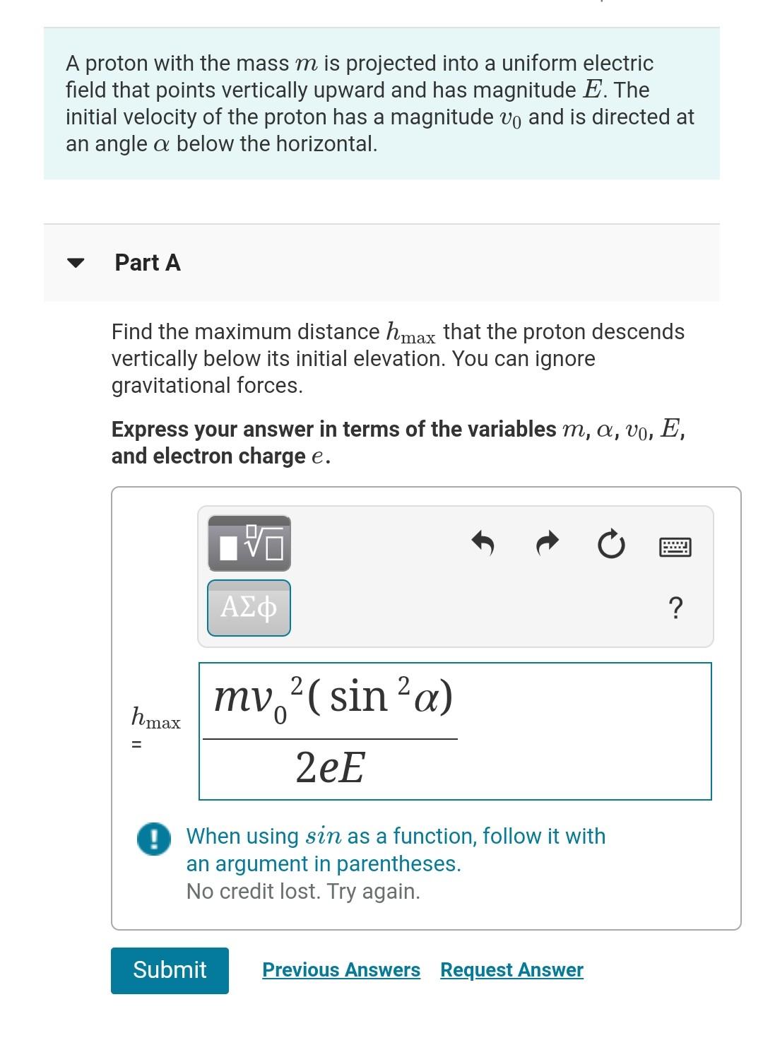 Solved A Proton With The Mass M Is Projected Into A Uniform