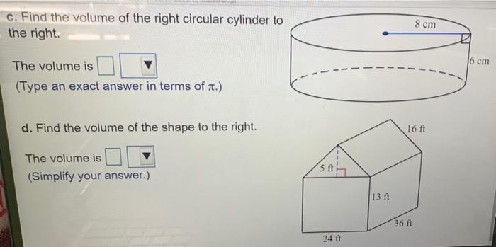 Solved a. Find the volume of the right rectangular prism to | Chegg.com