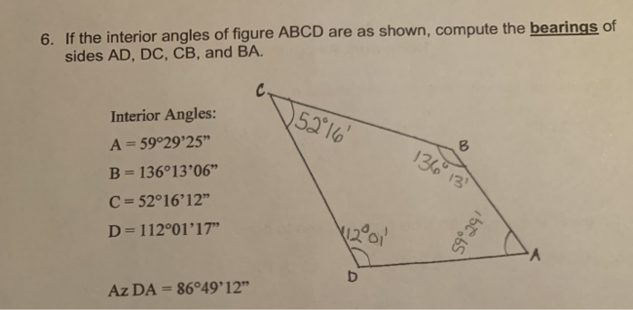 Solved 6. If the interior angles of figure ABCD are as | Chegg.com