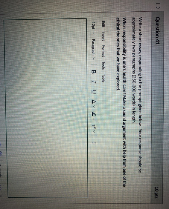 Solved Question 41 10 Pts Write A Short Essay Responding To Chegg Com