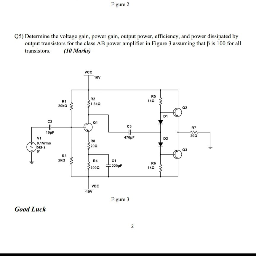 Determine the voltage gain, power gain, output power, | Chegg.com