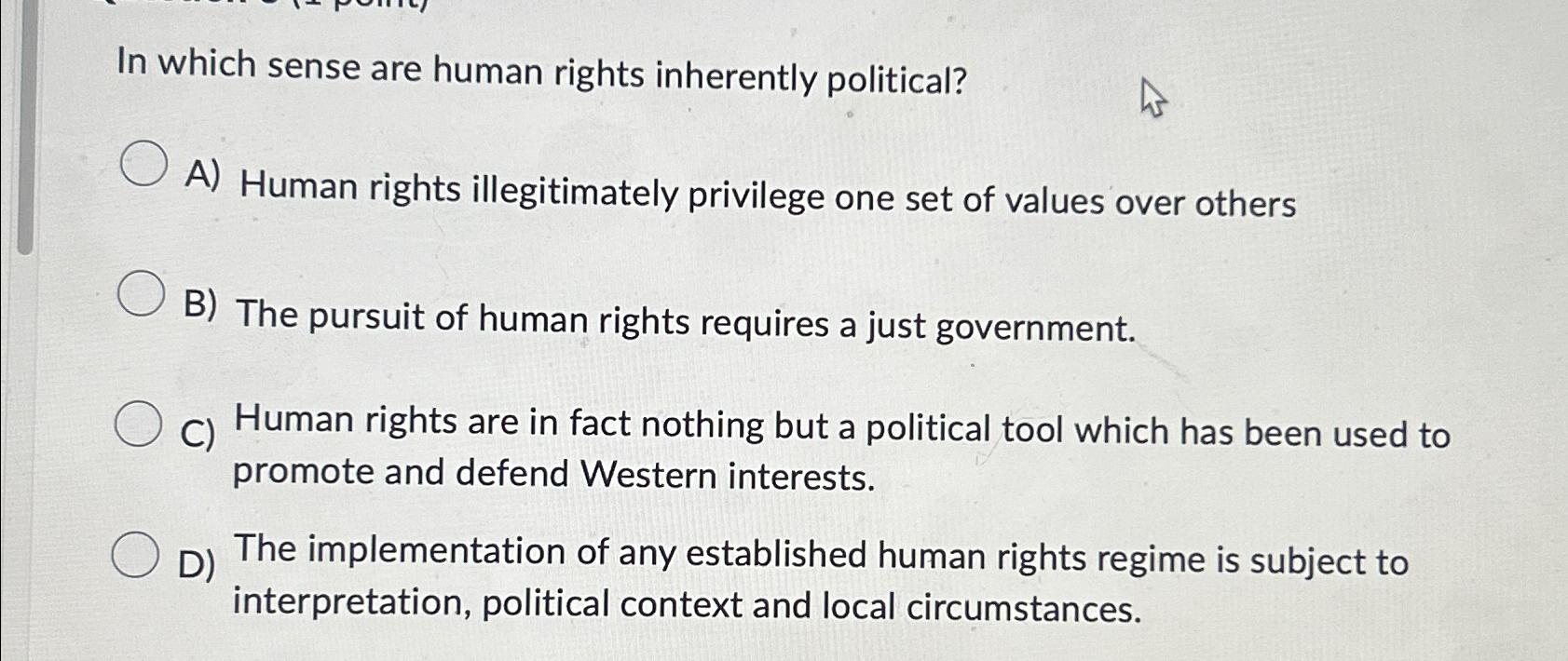 Solved In which sense are human rights inherently | Chegg.com