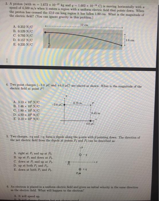 Solved 3 A Proton With M 1 673 X 10 27 Kg And Q 1 6 Chegg Com