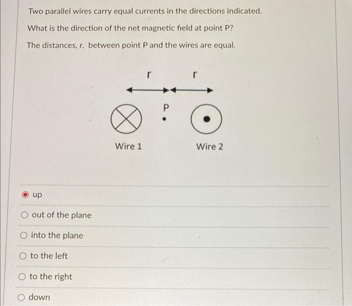 Solved Two parallel wires carry equal currents in the | Chegg.com