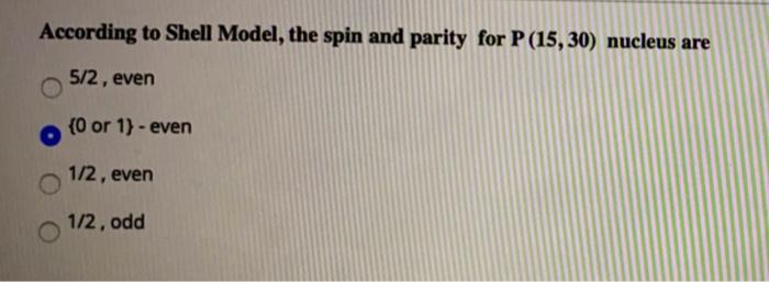Solved According to Shell Model, the spin and parity for | Chegg.com