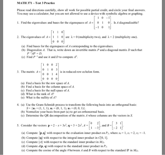 Solved MATH 371 Test 3 Practice Please read directions Chegg