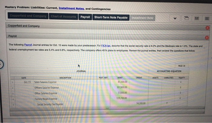 Solved Mastery Problem: Liabilities: Current, Installment | Chegg.com