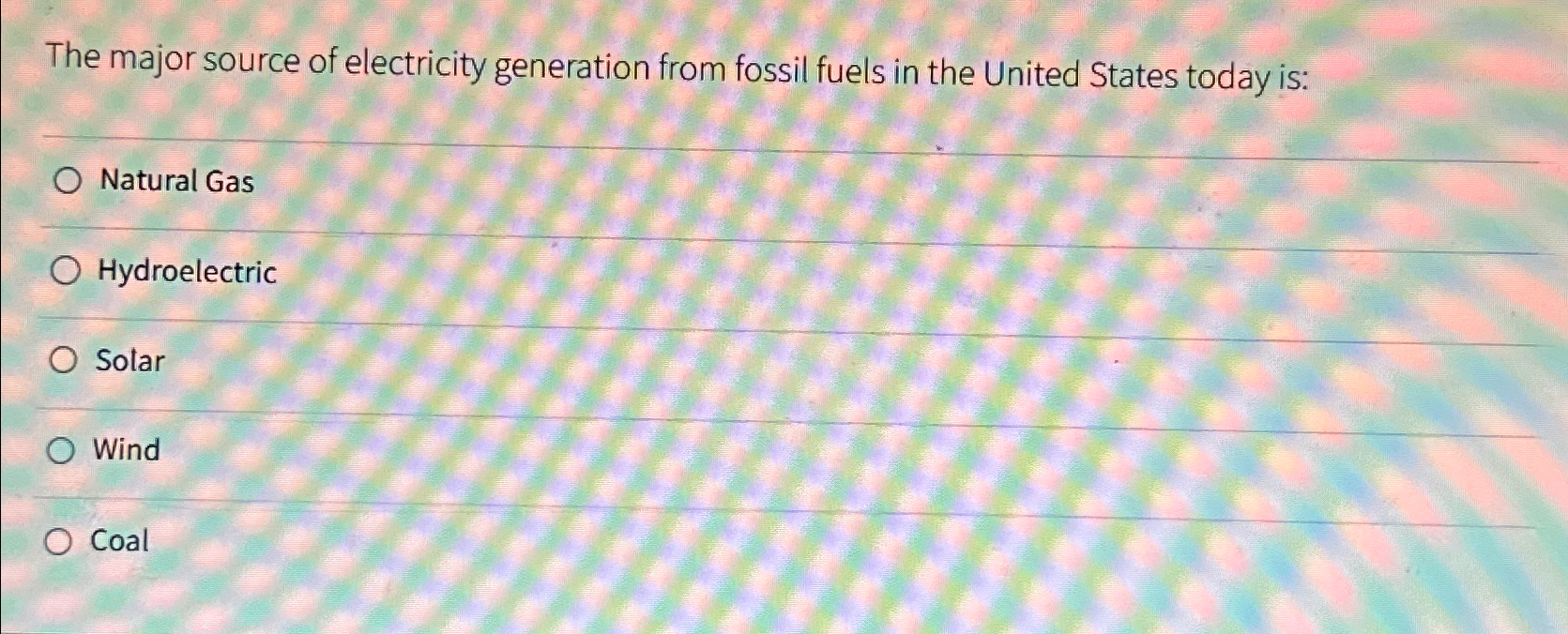 Solved The major source of electricity generation from | Chegg.com