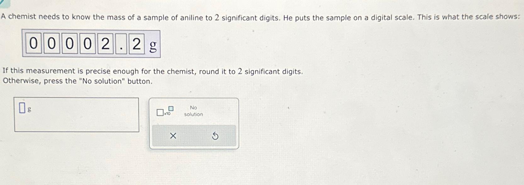 Solved A chemist needs to know the mass of a sample of | Chegg.com