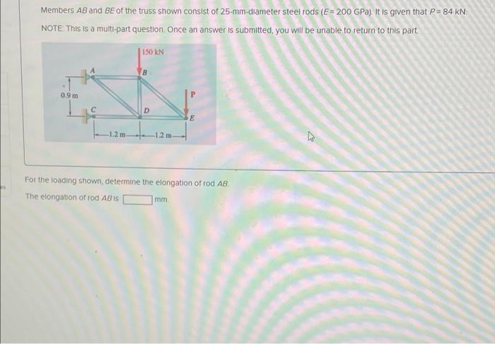 Solved Members AB And BE Of The Truss Shown Consist Of | Chegg.com