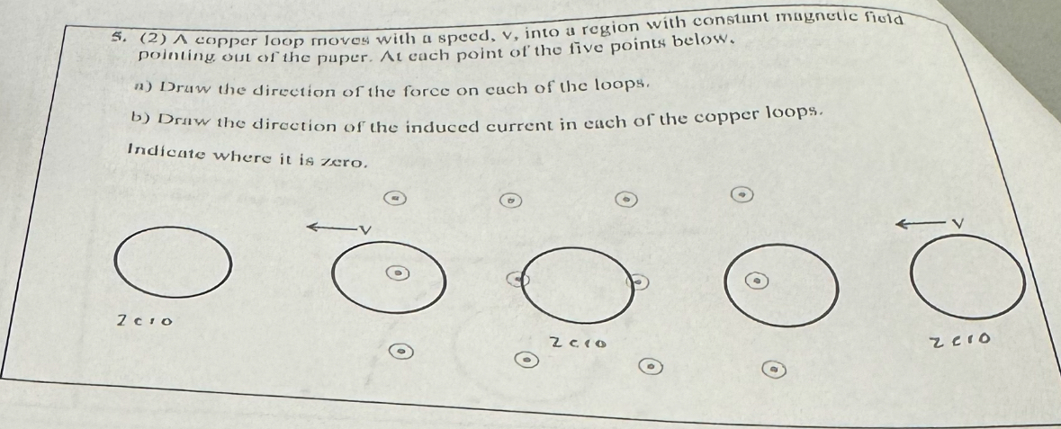 Solved (2) ﻿A copper loop movos with a speed, v, ﻿into a | Chegg.com