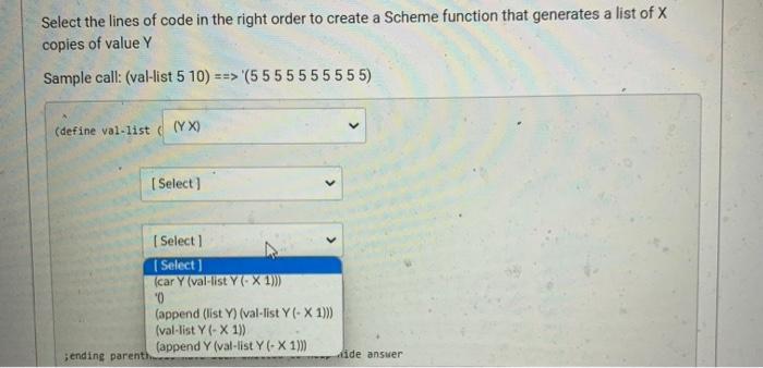 Solved Select the lines of code in the right order to create | Chegg.com