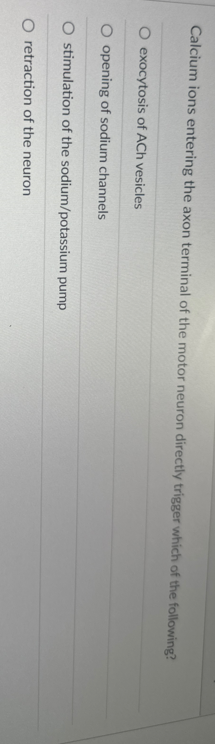 Solved Calcium ions entering the axon terminal of the motor