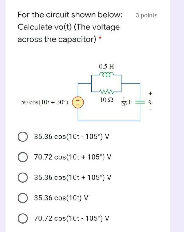 Solved 3 points For the circuit shown below: Calculate vo(t 