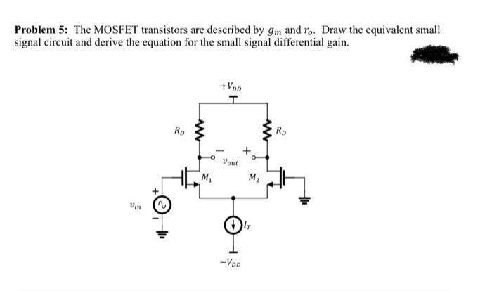 Solved Problem 5: The MOSFET transistors are described by gm | Chegg.com