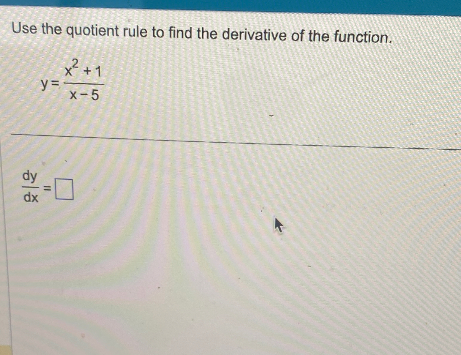 Solved Use the quotient rule to find the derivative of the | Chegg.com
