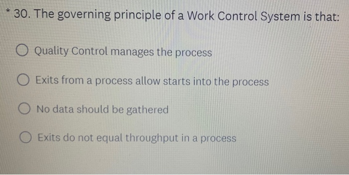 Solved * 30. The governing principle of a Work Control | Chegg.com
