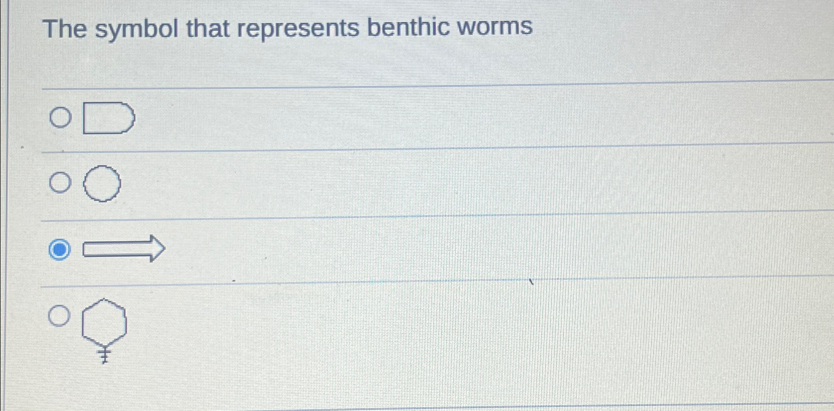 The symbol that represents benthic worms | Chegg.com