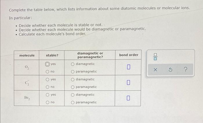 Solved Complete the table below, which lists information | Chegg.com