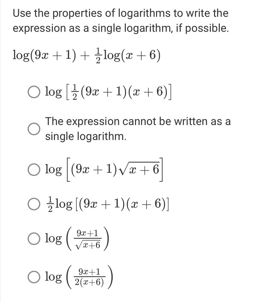 solved-use-the-properties-of-logarithms-to-write-the-chegg