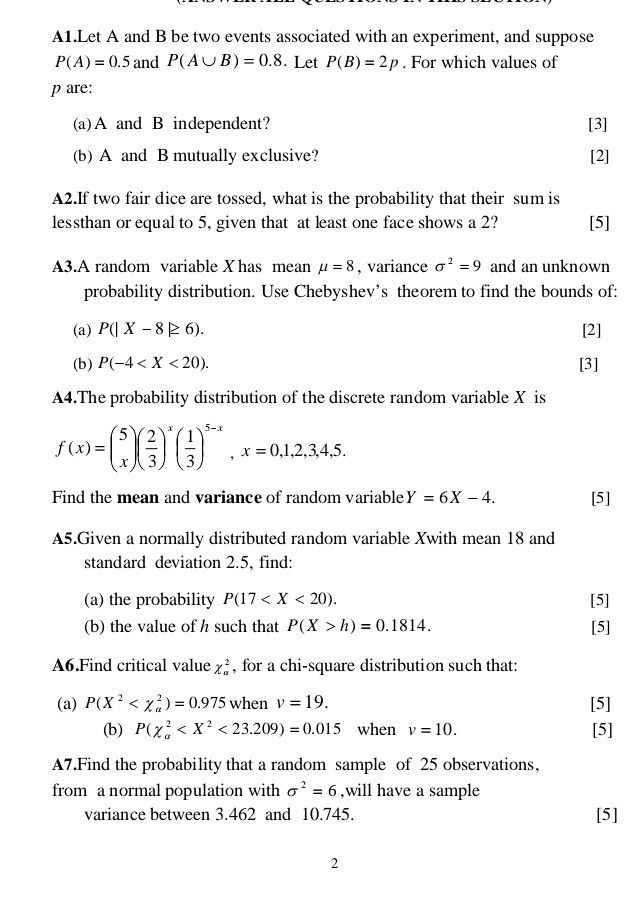 Solved A1 Let A And B Be Two Events Associated With An Ex Chegg Com