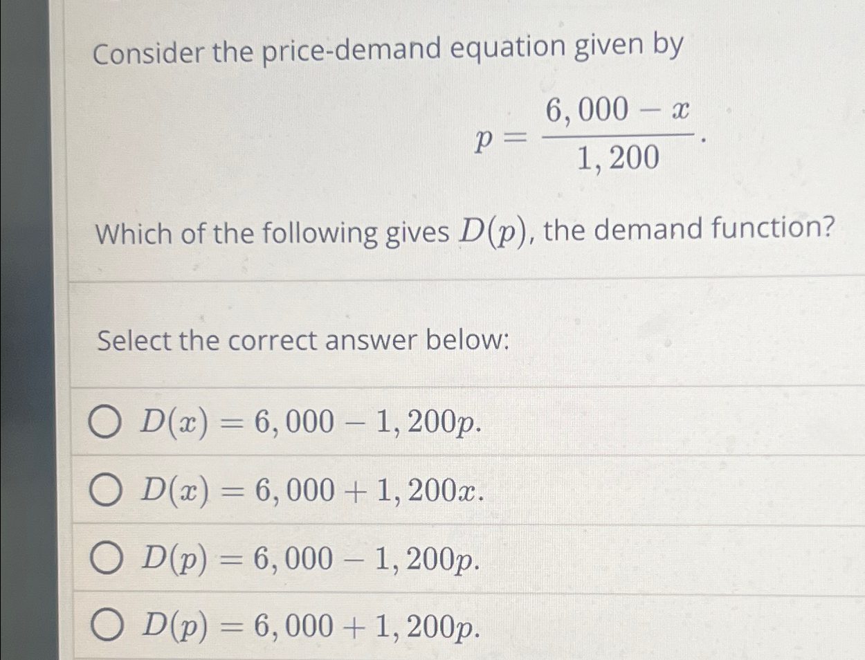 Solved Consider the price-demand equation given | Chegg.com