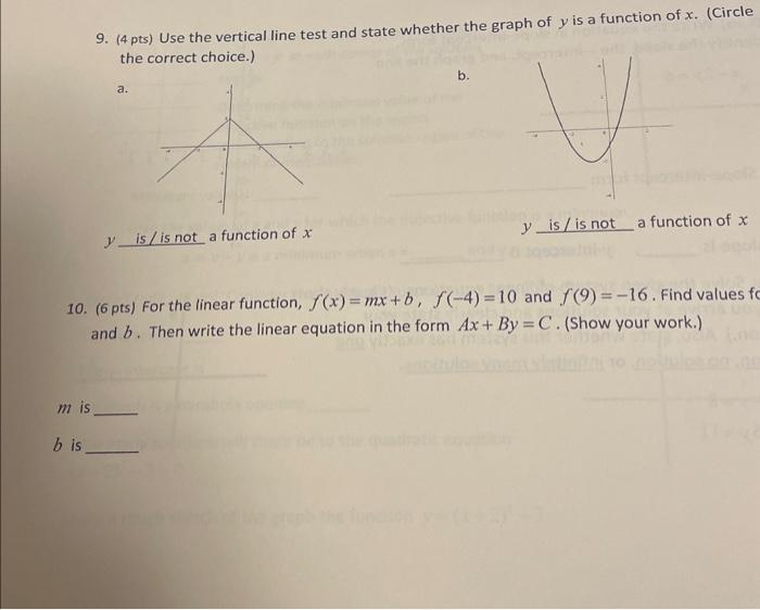 Solved 9. (4 pts) Use the vertical line test and state | Chegg.com