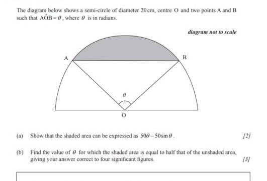 Solved The diagram below shows a semi-circle of diameter 20 | Chegg.com