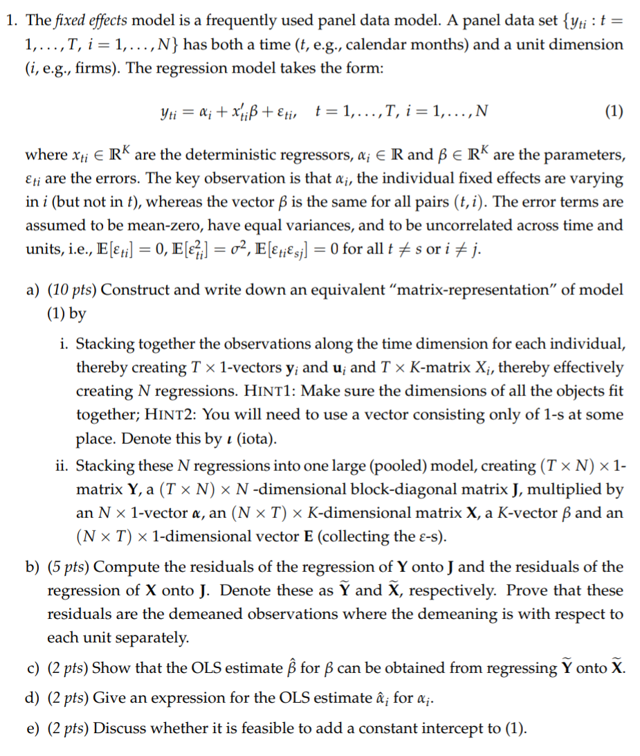 Solved The Fixed Effects Model Is A Frequently Used Panel Chegg Solved The Fixed Effects Model Is A Frequently Used Panel Chegg
