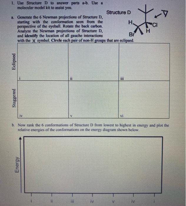 Solved y 1. Use Structure D to answer parts a-b. Use a | Chegg.com