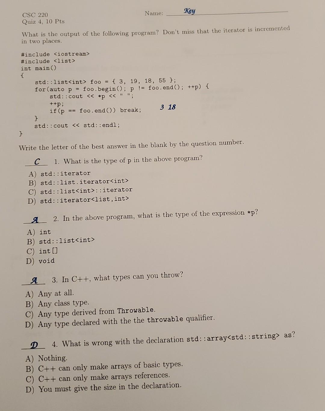 Solved this is a C++ quiz. please teach me in detail what | Chegg.com