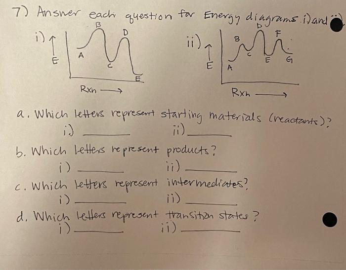 Solved 7 Answer Each Question For Energy Diagrams In And B D | Chegg.com