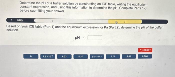Solved Determine the pH of a buffer solution by constructing | Chegg.com