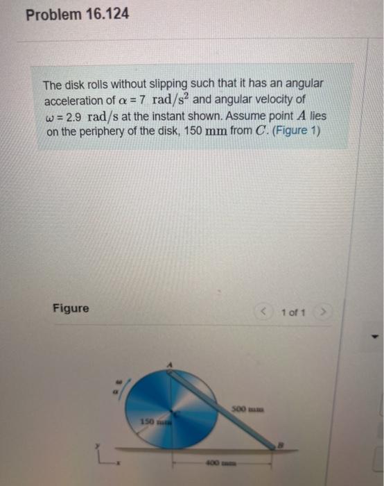 Solved Problem 16.124 The disk rolls without slipping such | Chegg.com