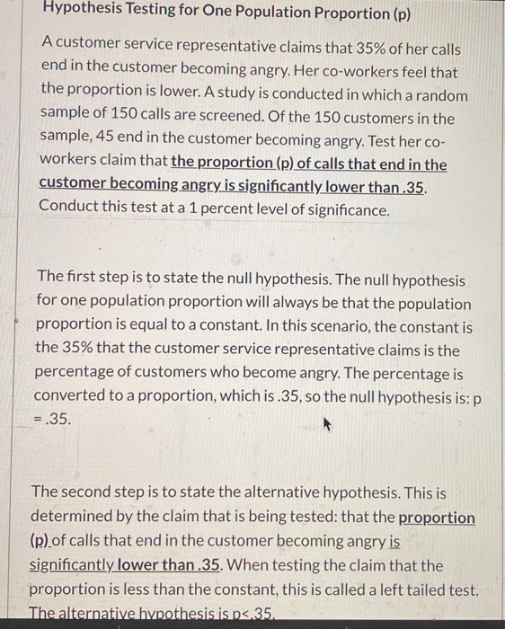 Solved Hypothesis Testing for One Population Proportion (p) | Chegg.com