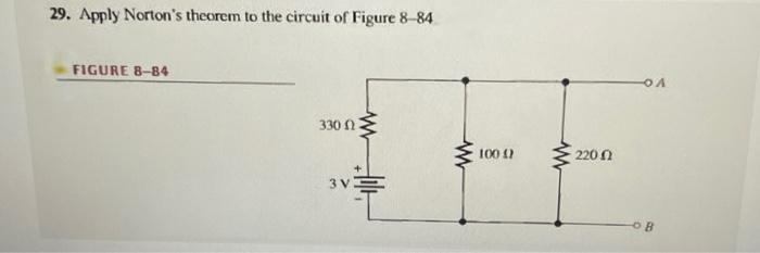 Solved 29 Apply Norton S Theorem To The Circuit Of Figure