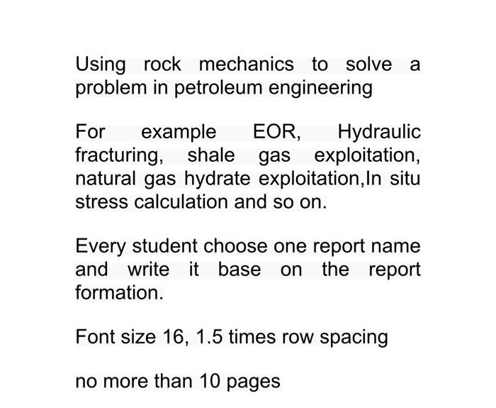 Solved Using rock mechanics to solve a problem in petroleum | Chegg.com