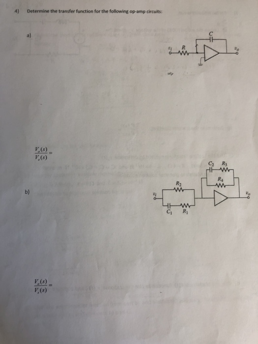 Solved 4) Determine the transfer function for the following | Chegg.com